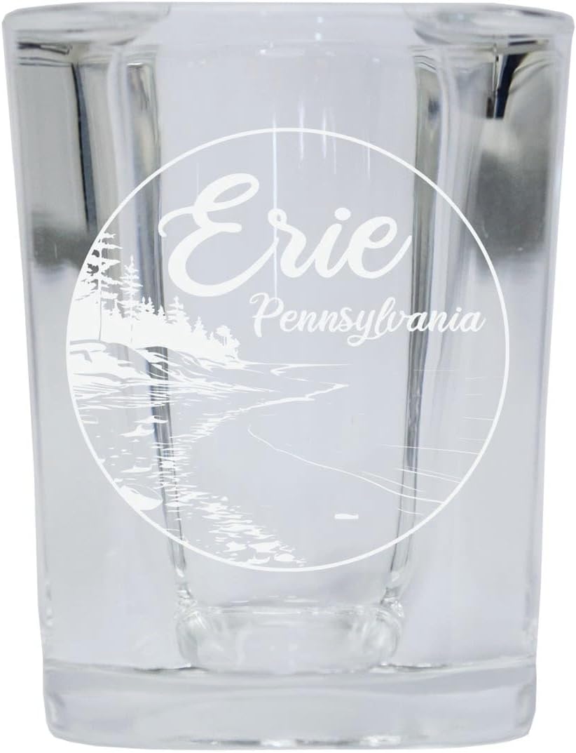 R and R Imports Erie Pennsylvania Souvenir Vaso Shot Grabado 2 oz Pack de 4