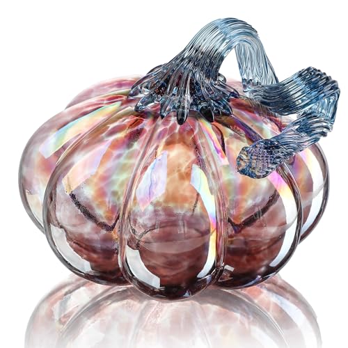5 Inch Hand-blown Glass Pumpkin for Decorating, Crystal Pumpkin Fall