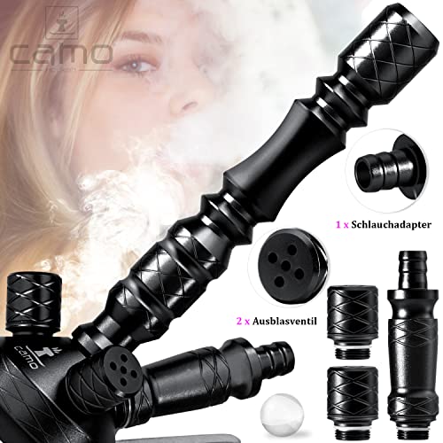 Camo Lite Shisha Set Aluminium Alu Schwarz 72 cm Hookah Wasserpfeife Steinkopfset Acryl Molassefänger 18/8 Schliff Base… – Bild 4