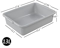 Vista 2 de Caja de bañera de autobús comercial de 13 L, paquete de 3 tinas para lavabo, color gris