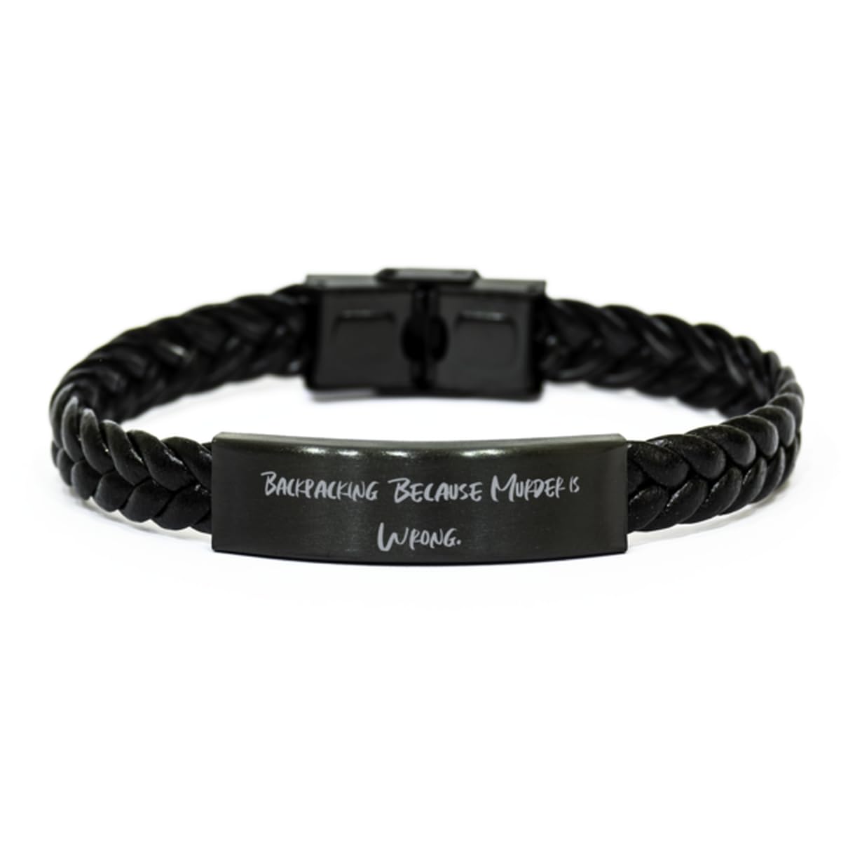 Cool Backpacking Gifts, Backpacking Because Murder is Wrong, Birthday Braided Leather Bracelet For Backpacking from Friends, Backpacking gifts for loved ones, Unique backpacking gifts for him or her,