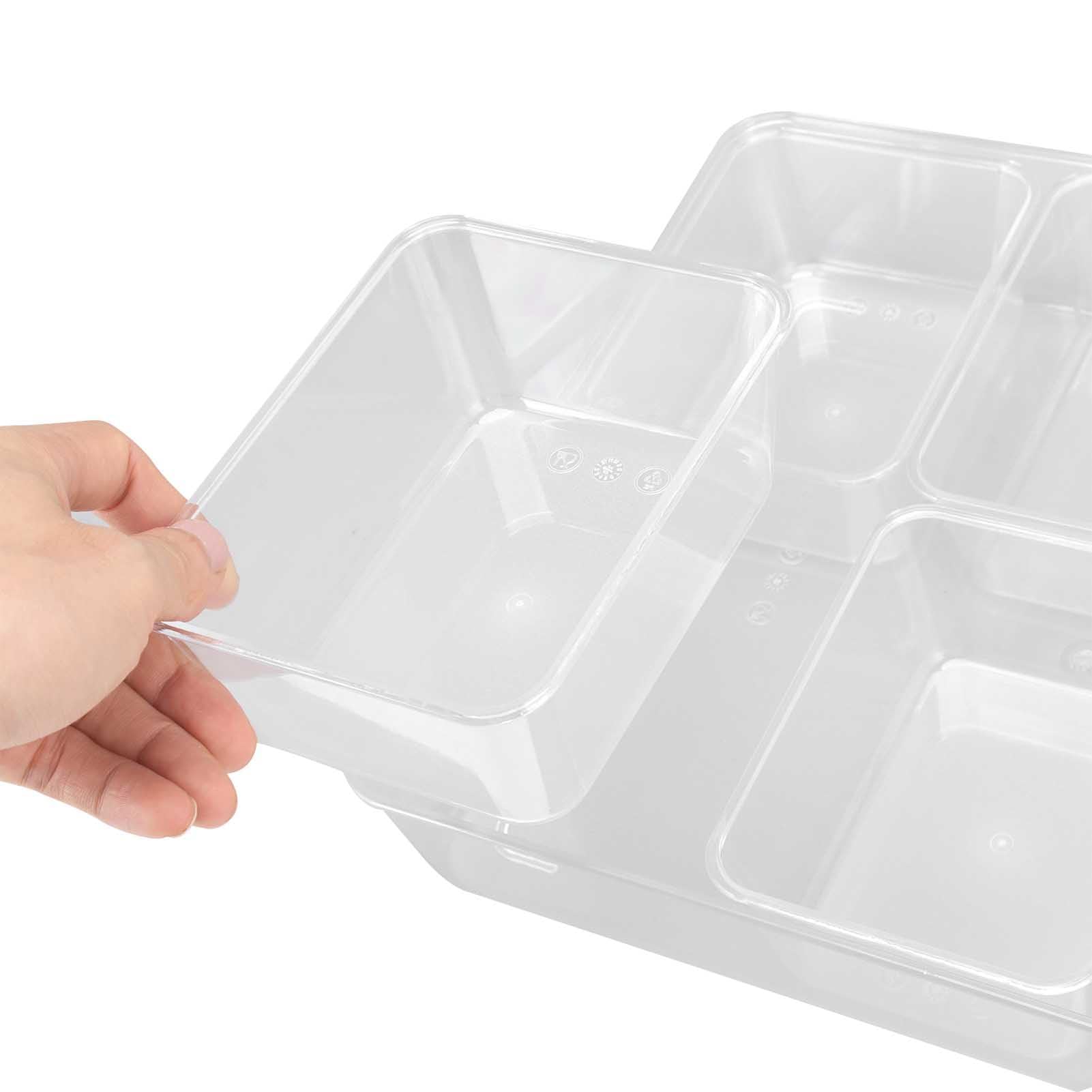 LiebeWH Podajnik Schłodzonych Przypraw, Przezroczyste Plastikowe Pudełko na Przyprawy z Wyjmowanymi Przegródkami, Organizer Schłodzony Lodem o Dużej Pojemności, 6 lub 8 Wkładek do Kuchni z Barem (8
