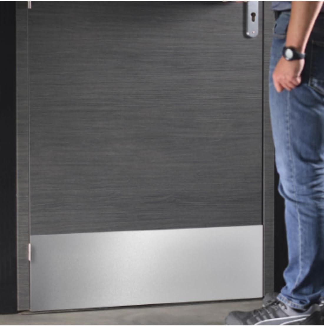 THIRARD Plinthe de Bas de Porte, Inox Brossé, 250x730 mm, avec Adhésif, Protection Contre Courants d'air, Installation Facile, Design Moderne, Résistant à La Corrosion, Qualité Supérieure