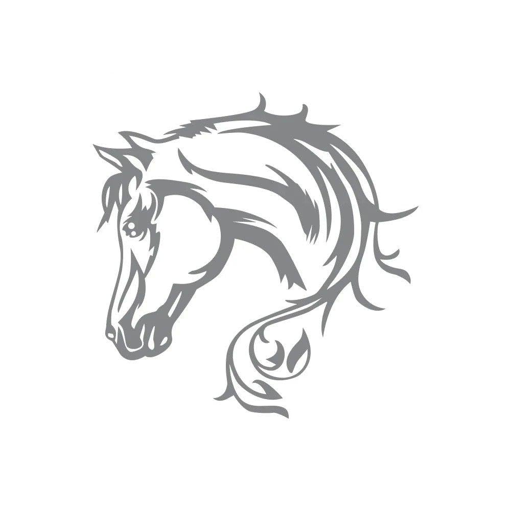 Horse Sticker Car Stickers Vinyl Decor Decal(Glossy Gray,18x18cm)