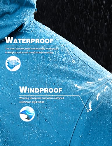 Image of TBMPOY Men's Winter Ski Jacket Waterproof Warm Snow Insulated Coat Fleece Lined Snowboard Hooded Raincoat