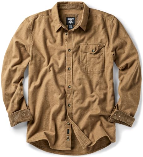 CQR Men's 100% Cotton Flannel Shirt, Long Sleeve