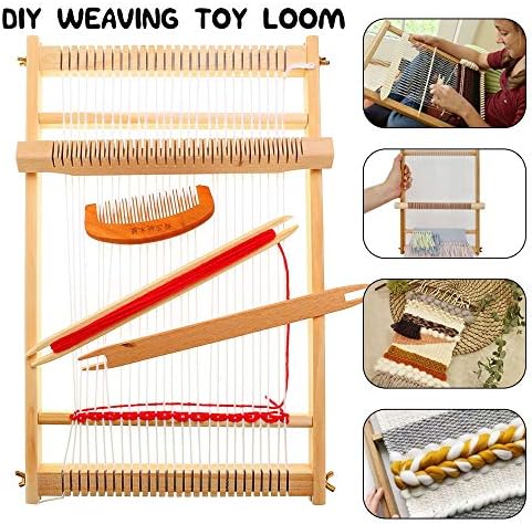 Weaving Loom Kit Wooden Warp Loom Hand Knitting Loom Tapestry Hand-Knitted Machine DIY Woven Set for Beginners and Children
