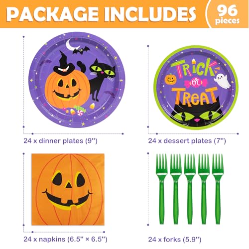 Decorlife 00LDA569 96 Pcs Halloween Plates And Napkins Party Supplies Serve 24 thumb #1