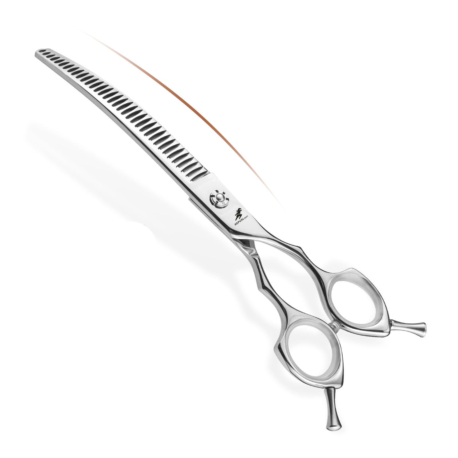 7.5 Inch Curved Pet Grooming Scissors - 440C Stainless Steel Dog Shears with Straight Thinning and Chunker Blade Options for Contouring