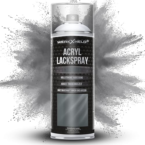 WerkXheld Sprühlack 400ml - Hochwertiges Lackspray Chrom-Effekt, Vielseitig anwendbar auf Holz, Metall & Textil, Langlebiger Acryllack Spray