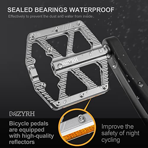 Mzyrh Road/Mountain Bike Pedals,Bicycle Pedals With Reflectors,3 Bearings 9/16” Aluminum Alloy Mtb Pedals Lightweight Platform For Road #TOP2
