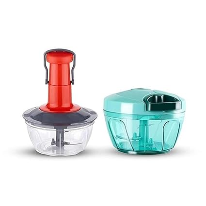 FAIRY TECH Hand Push Vegetable Chopper with 3 Sharp Stainless Steel Blade, Anti Slip Silicone, Compact, Vegetable Chopping Machine for Home Kitchen Pack of 2