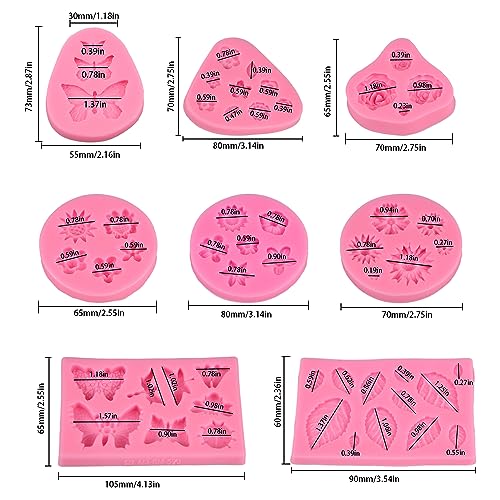 DBALL 8 Pezzi Stampi Fiori in Silicone 3D Fondente...