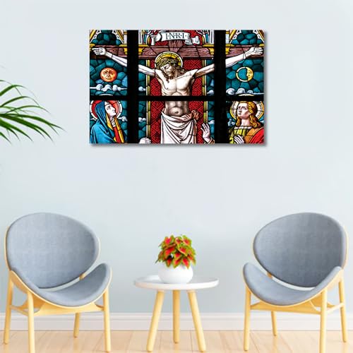 Image of Tamatina Religious Art Canvas Painting|Jesus Crucifixion|Size-13X9 Inches.j393