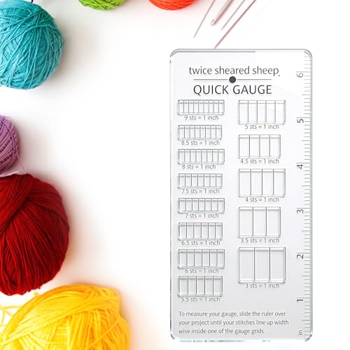 Shimmeroo Quick Gauge Ruler for Knitting Crochet Essential Yarn Needle Sizer Tool Knitter Crocheter Gauge Accessory for Precision Sewing Projects