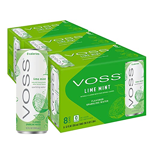 VOSS Flavored Sparkling Water – Lime Mint Flavored Premium Bottled Water – Unsweetened, Zero Calories, 355ml Cans (Pack of 24)