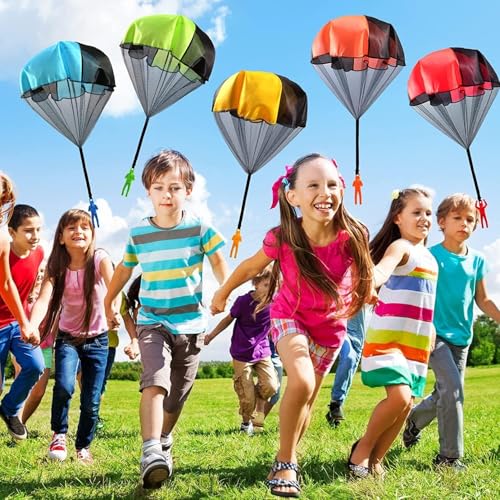 Jiosdo Fallschirm Spielzeug Kinder, 6 Stück Fallschirmspringer Outdoor Spiele, Wurfspiel, Kleine Geschenke, Give Aways Mitgebsel Kindergeburtstag Gastgeschenke, Gartenspielzeug für Draußen