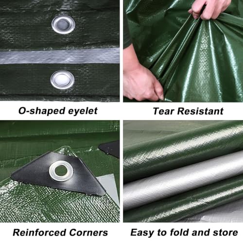 Lona impermeable exterior multiusos verde: toldo reforzado para coche 4