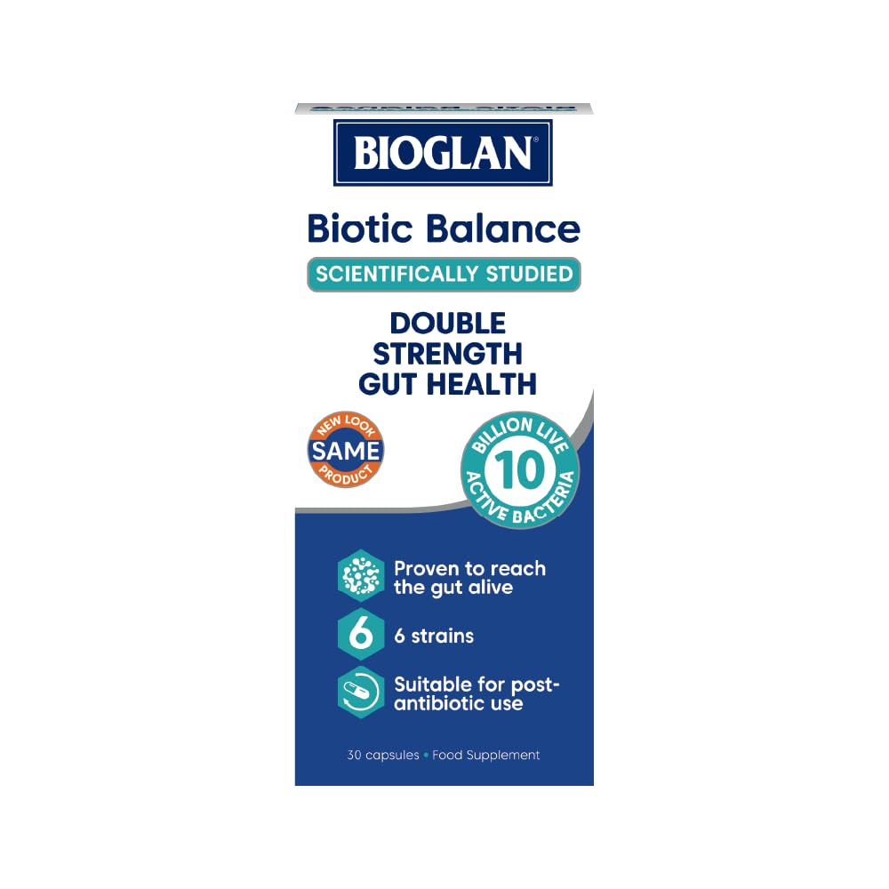 Bioglan Biotic Balance Daily Flora | 10 Billion | CFU | 6 Strains | Live Cultures | 30 Capsules