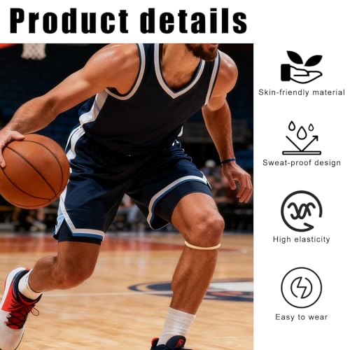 Image of 4pcs Knee Patellar Tendon Support Straps (Skin Color and Fluorescent White) | Silicone Patella Straps for Running Hiking Basketball Youth Men Women Fixed Knee Stabilization Bands Gear Accessories