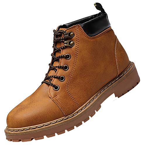 KUIBU Men's Lace up Anti-Slip Waterproof Hiking Military Combat Outdoor Martin Booties Motorcycle Shoes Yellow