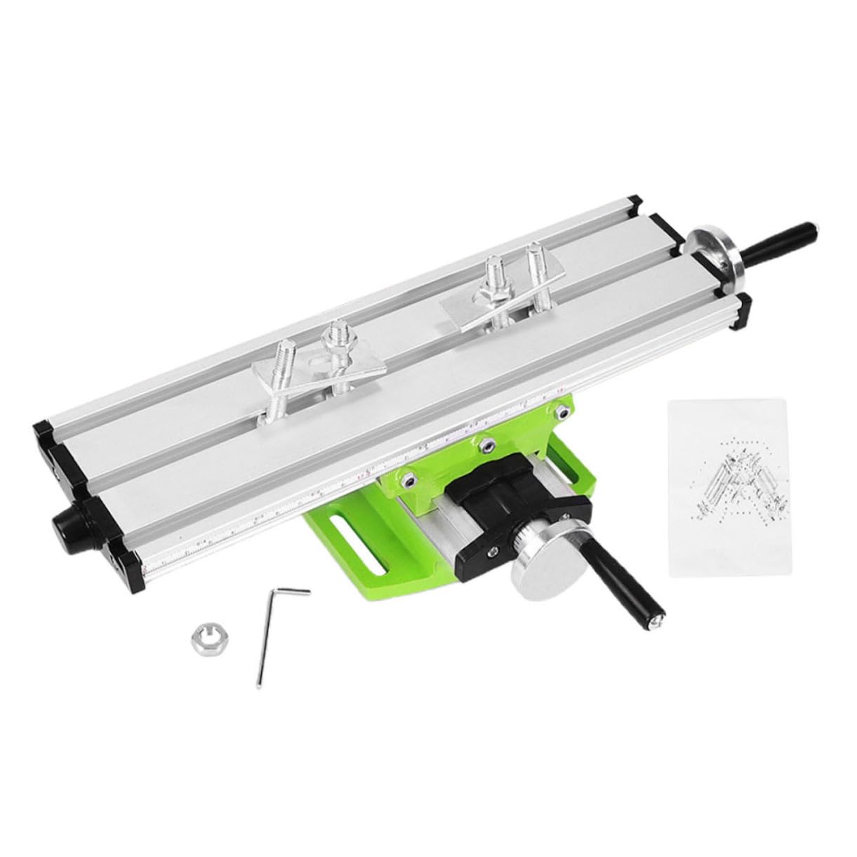 Mini Supporto per Trapano da Banco, Tavolo a Croce Multifunzione | Acciaio Legato Verde, Design Compatto, per Supporti e Macchine di Foratura e Fresatura