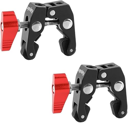 Abrazadera Super Crab con 1/4"-20 y 3/8"-16 puntos de montaje para kit de estudio fotográfico (2 piezas)