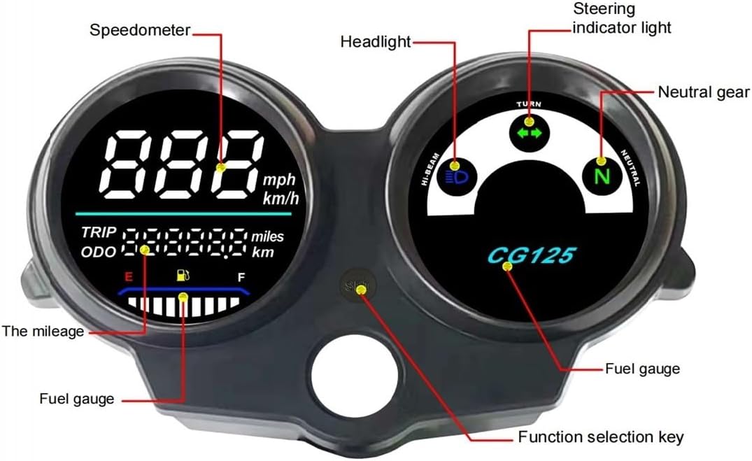 Speedometer Gauge for Cg125 Fan125 Titan125 150 Motorcycle LED Digital Dashboard Speedometer Odometer Tachometer 199km/h Motorbike Parts