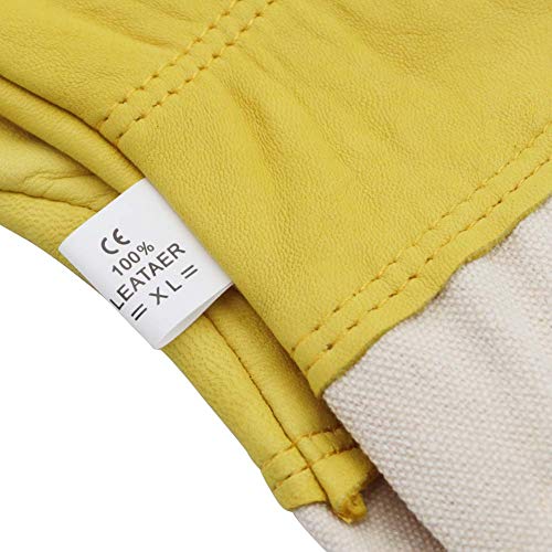 PROBEEALLYU Imker-Handschuhe, lange Ärmel, Ziegenleder, Imker-Schutzhandschuhe mit dicken belüfteten Baumwollärmeln… – Bild 3