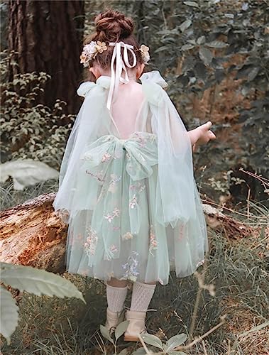 Flower Girl Dresses for Wedding Toddler Girls Short Floral Embroidered Tulle Dress Knee Length4
