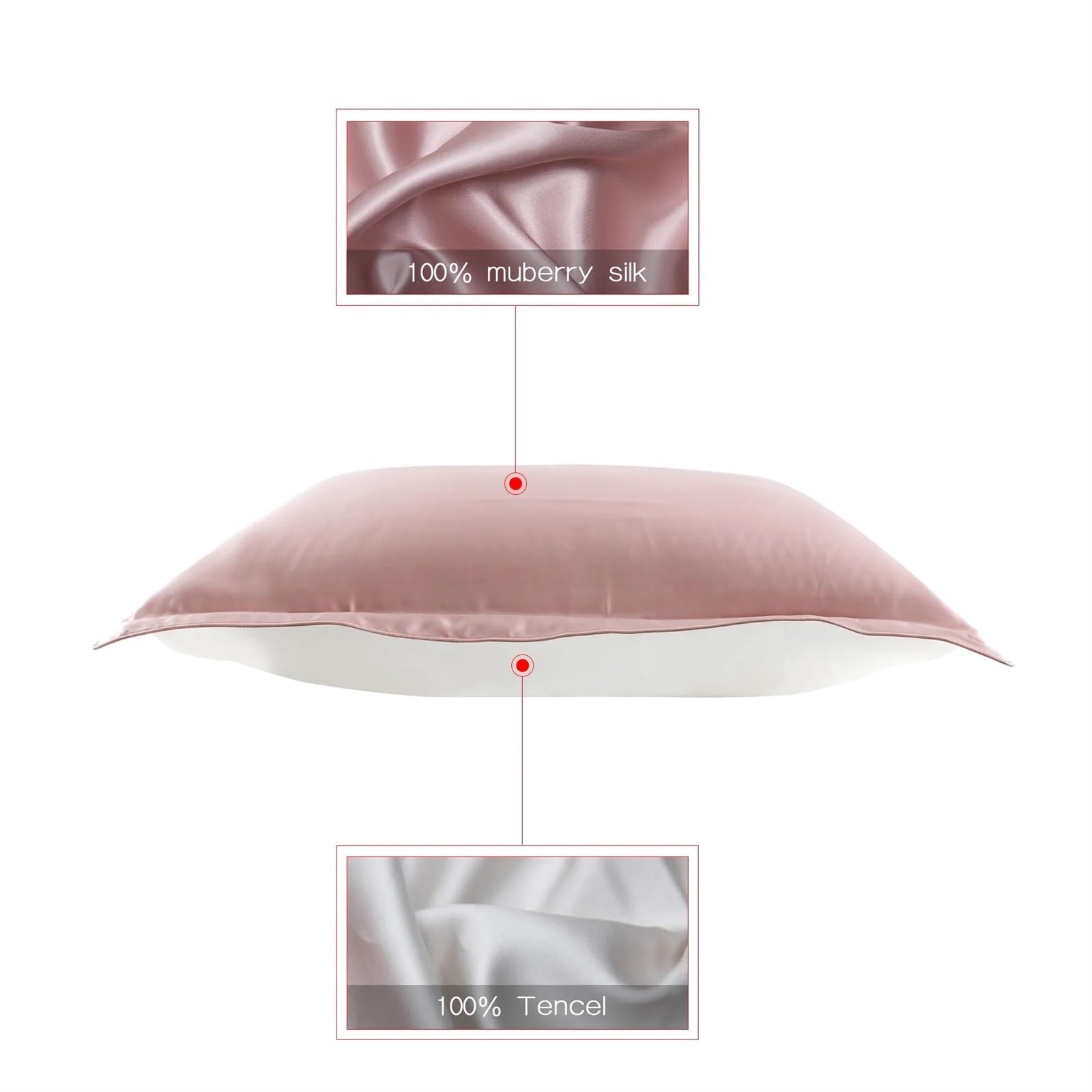 Funda almohada seda Fundas de almohada de seda Funda de almohada de seda morera for cabello y piel: parte delantera de seda pura y parte trasera de fibra de lyocell transpirable, 1 paquete(Blue white