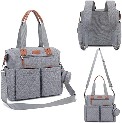 Beaulyn Diaper Bag Tote with Pacifier Case and Changing Pad, Large Capacity Travel Baby Diaper Bag Backpack for Mom Dad