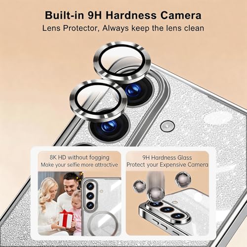 Image of Misscase for Samsung Galaxy S26 Case Compatible with MagSafe,Built-in Camera Lens Protector Full Protection Soft TPU Anti-Scratch Anti-Fingerprint Magnetic Glitter Slim Case Cover Silver