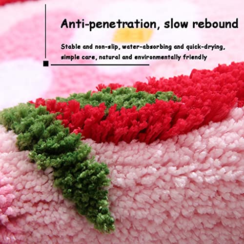 Liketn Soft Cozy Strawberry Bathroom Rugs Bath Mat Cute Doormat Non Slip Absorbent Washable Shaggy Bedroom Durable Thick Plush Door Mats Bathtub Shower Bath Rug For Girls (17.7" X 25.6", Green) #TOP7