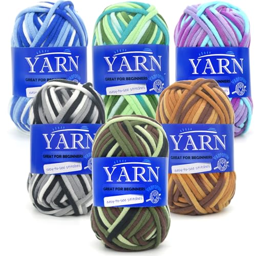 Image of 6 Pack Beginners Crochet Yarn Rainbow Multicolor Cotton Crochet Yarn for Crocheting Knitting Beginners-Variegated Series 02