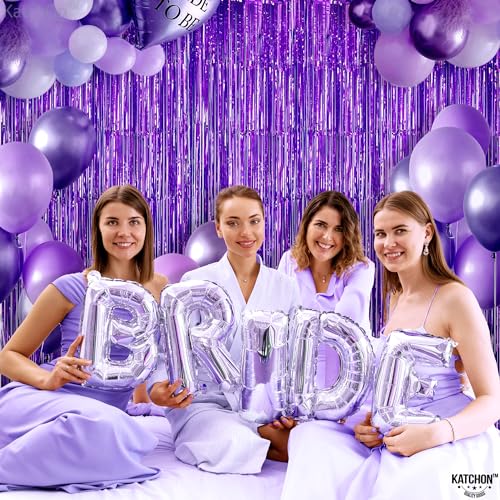 Image of KatchOn, Purple Fringe Backdrop - Pack of 2 | Purple Streamers for Halloween Decorations, Kpop Birthday Decorations | Tinsel Curtains for Bachelorette Party Decorations, Wedding, Bridal Shower Decor