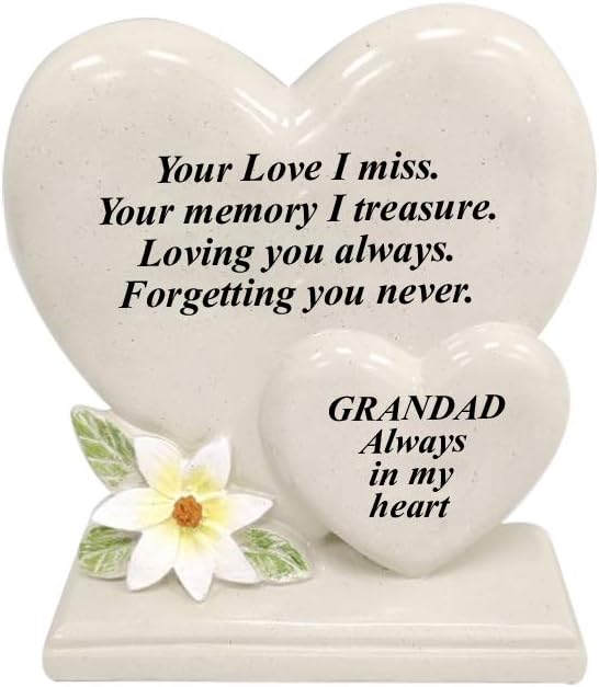 Personalised Grave Ornament/Memorial Plaque with Double Hearts, Grandad
