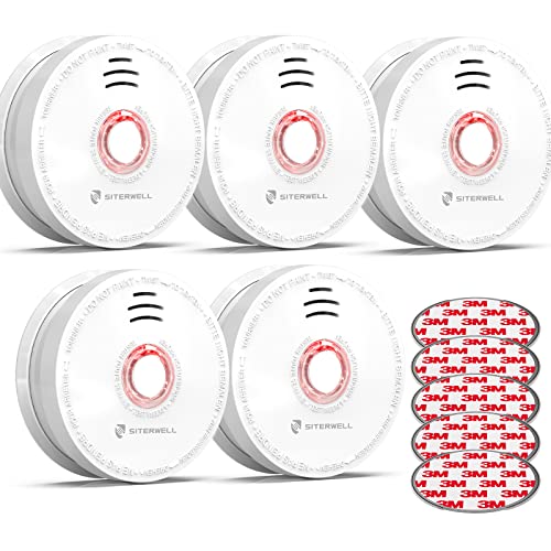 SITERWELL Smoke Detector Fire Alarm with Magnetic Fastening Kit and Built-in Battery, Fire Safety with Photoelectric Technology for Home Bedroom and Babyroom, UL Listed, GS528A, 5 Packs SITERWELL Smoke Detector Fire Alarm with Magnetic Fastening Kit and Built-in Battery, Fire Safety with Photoelectric Technology for Home Bedroom and Babyroom, UL Listed, GS528A, 5 Packs