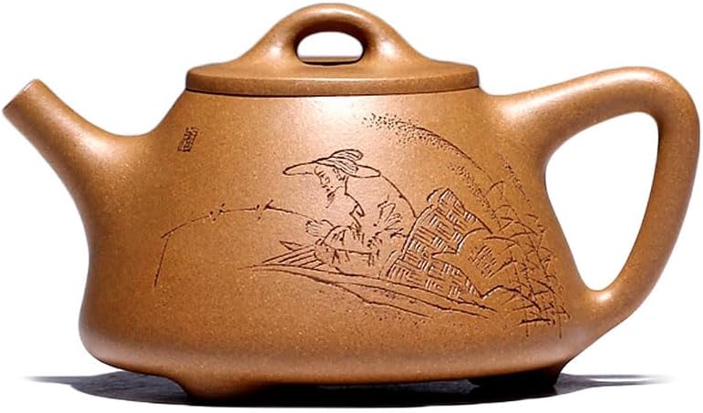 Ceramic Pot Chinese Purple Clay Multifunctional Teapot Household Hand-carved Character Teapot Tea Ceremony Supplies Coffee Pot Loose Leaf Tea Steeper Chinese Te