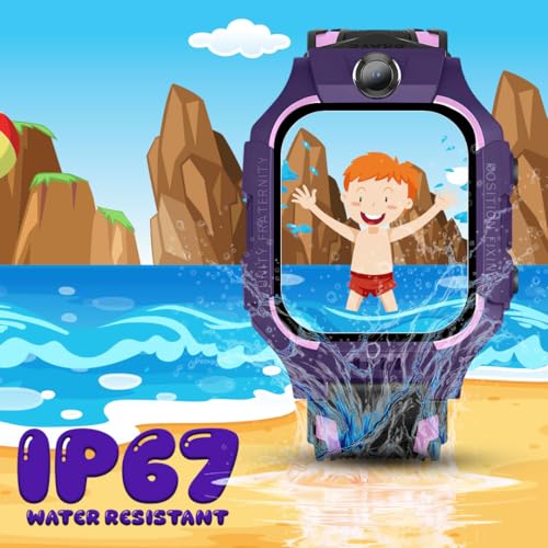 Image of GameSir Q18 Kids Smart Watch, 2G /3G Connectivity, Voice Calling, GPS Tracker, Two-Way Calling, SOS Function, Camera & Water Rasistence, Smartwatch for Kids - Boys & Girls - (Purple)