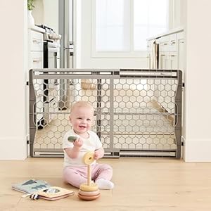 Regalo Easy Fit Plastic Adjustable Extra Wide Baby Gate, Award Winning Brand, 23 Inches Tall, Fits Openings Between 28 to 42 Inches, Pressure Mounted