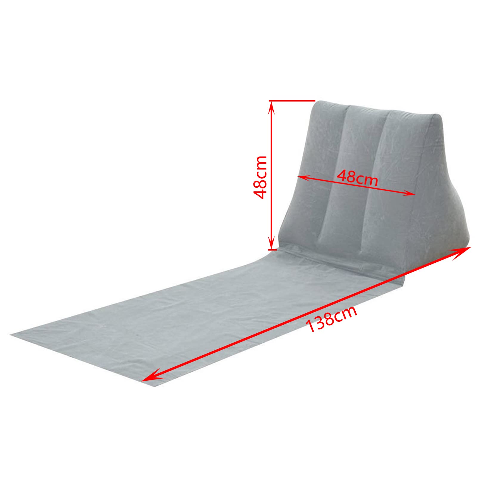 Par de almohadas inflables para el sol al aire libre, tumbona inflable con respaldo, para viajes, camping (gris)