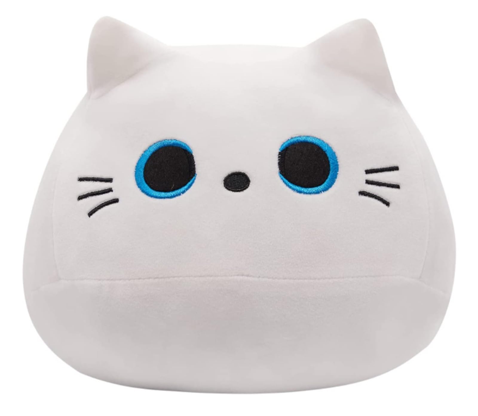 KUKUShining Cute Cat Plush Pillow, Soft and Cuddly Stuffed Animal Plushie Kawaii Doll Ideal for Children Boys Birthday Girls(White,40cm/15.7in)