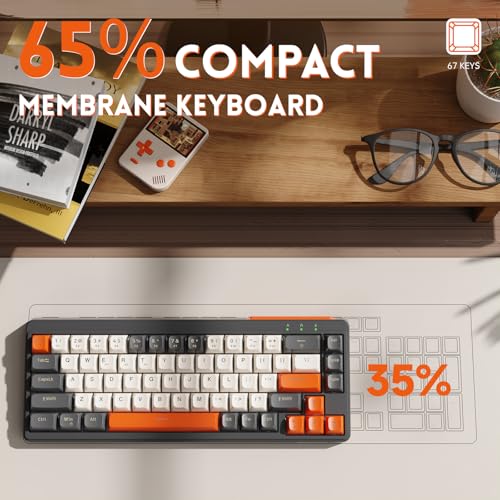 Teclado Tri-Mode MANBASNAKE M68 Bluetooth/2.4G/USB-C miniatura 3