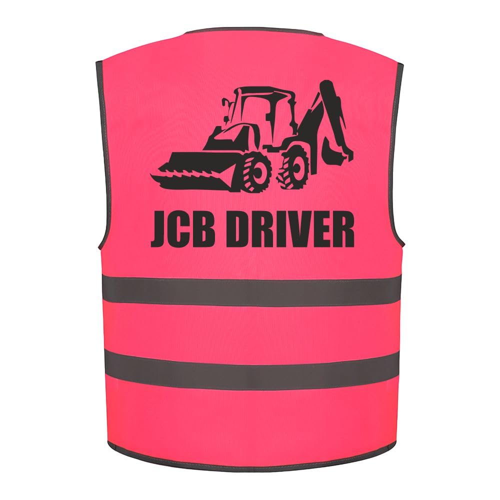 Brook Hi Vis JCB Digger Driver Kids Hi Vis Vest Children's High Visibility Reflective Safety Waistcoat Construction Builder, Add child's name to the front, Personalised