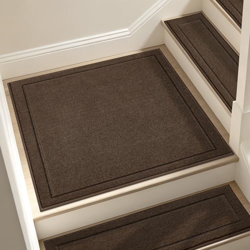 JSEI Non-Slip Stair Landing Rug Mat, 1-Pack 30" X 30", Brown