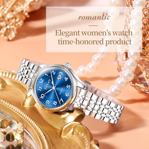 Women's Watches Roman Numeral Diamond Stainless Steel Waterproof Watches for Women with Date Day Women Wristwatch3