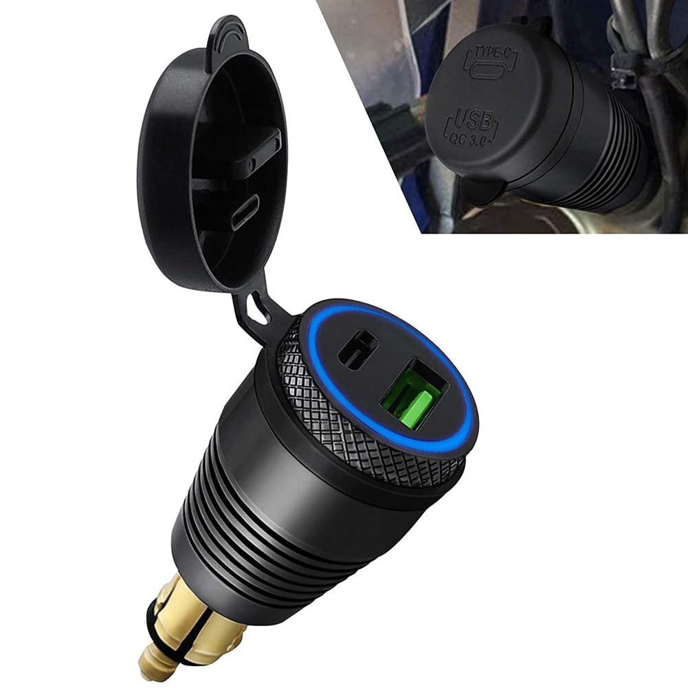 5X Motorrad DIN Stecker Wasserdichtes Ladegerät EIN QC3.0 USB Ladegerät & Typ C 30W Netzteil Adapter Buchse