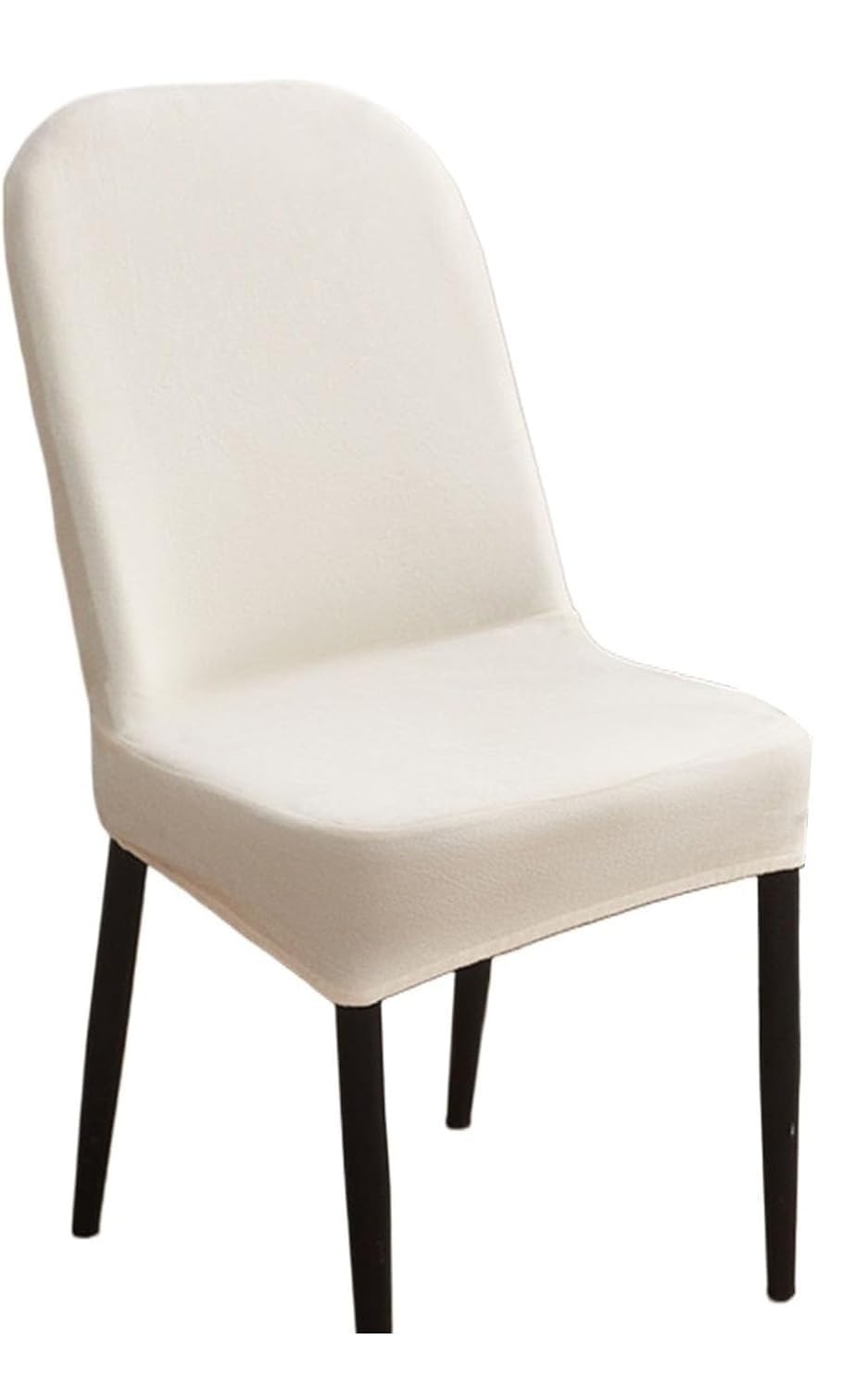 Housses de chaises dossier incurvé velours blanc extensible lot de 6