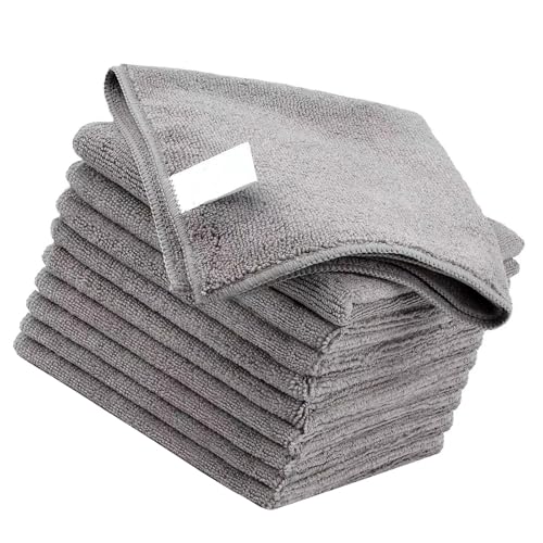 マイクロファイバークロス ふきん 厚手 吸水 速乾 クリーニングタオル キッチンタオル 業務用 ぞうきん 洗車 雑巾 食器 窓鏡 台拭き 【10枚 グレー 30*30cm】